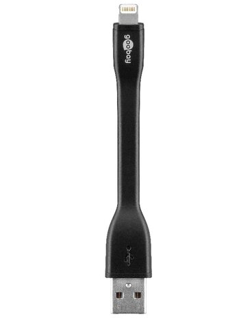 Goobay Lightning iPhone nabíjecí a synchronizační kabel, plochý, černý, 8pin - USB A M/M, 10cm