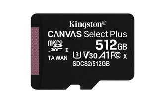 Kingston 1TB microSDXC CANVAS Plus Memory Card 150MB s Read, UHS-I Speed Class, U3, V30, A1 - bez adaptéru