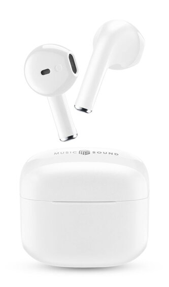 Music Sound TWS bezdrátová pecková sluchátka Swag, bílá