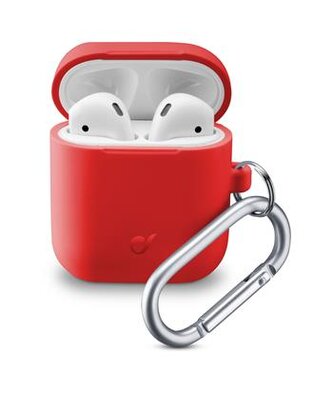 Cellularline Ochranný kryt s karabinou Bounce pro Apple AirPods 1 & 2, červený