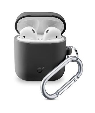 Cellularline Ochranný kryt s karabinou Bounce pro Apple AirPods 1 & 2, černý
