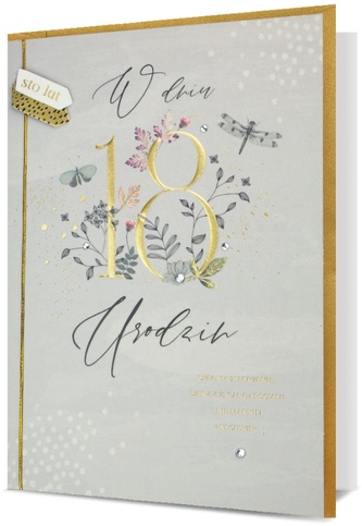 Karnet B6 HM-200 18 Urodziny kwiaty i liście HM-200-2627