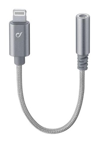 Cellularline Extra odolný adaptér Music Enabler z konektoru Lightning na 3,5 mm jack, MFI certifikace, šedý