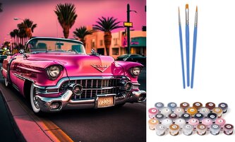 NORIMPEX Malování podle čísel: Růžový sporťák, plátno na rámu 40x50 cm