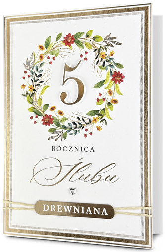 Karnet B6 5 rocznica ślubu, wianek HM200-3400
