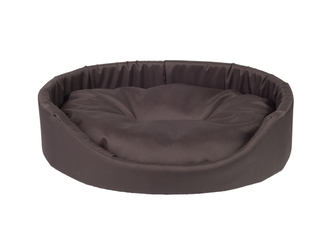 Pelíšek pro psa oválný BASIK hnědá velikost XL 72x63x16 cm