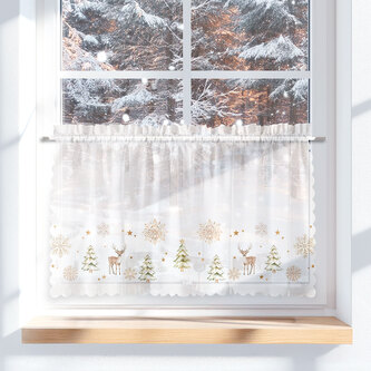 Dekorační krátká vánoční vitrážová záclona do kuchyně WINTER MOOD 60x100 cm MyBestHome