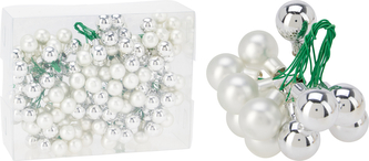 BOMBKI ŚWIĄTECZNE 2CM NA DRUCIE SREBRNE