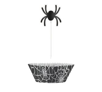 Cupcake sada Černý pavouk – košíčky a zápichy 24 ks