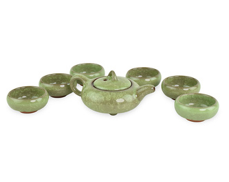 Keramická čajová souprava Koi - zelená - 7 ks