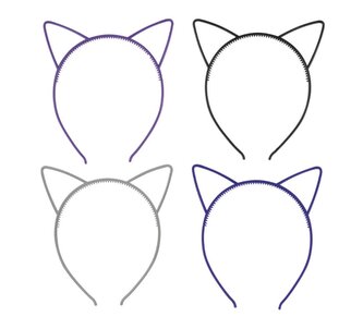 Čelenky s kočičíma ušima – mix barev, 4 ks