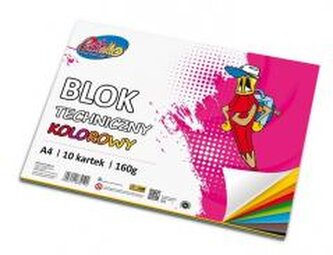 Blok techniczny A4 160g kolorowy 10 kartek