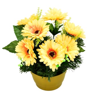 Miska se světle oranžovými gerberami 25×25 cm