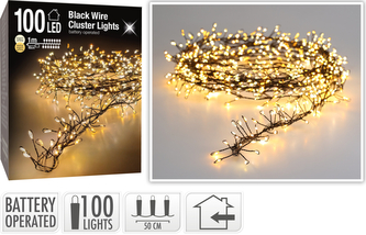 ŁAŃCUCH LED 100L KLASTER WEWNĘTRZNE 100CM NA BATERIE