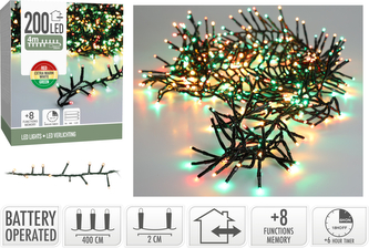 ŁAŃCUCH LED 200L WW ZEWNĘTRZNE 400CM TIMER+8FUNKCJI NA BATERIE