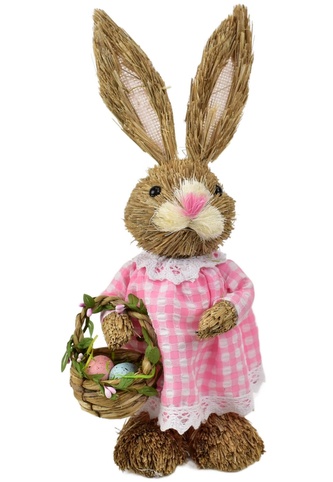 Slámová zaječice s košíčkem 33x13 cm