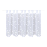 Krátká záclonka s poutky, výšivka - bílá, 50 mm, 150 mm