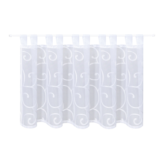 Krátká záclonka s poutky, výšivka - bílá, 50 mm, 150 mm