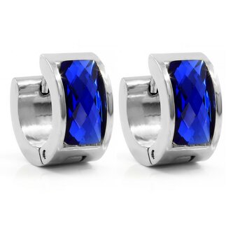 Náušnice kroužky s kamínkem MODRÉ - chirurgická ocel