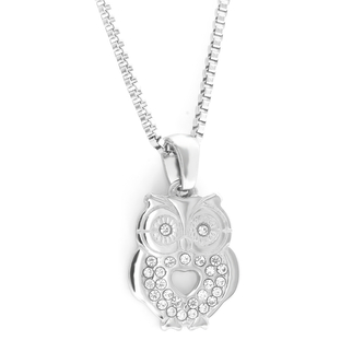 Přívěsek SOVA s kamínky + řetízek - chirurgická ocel
