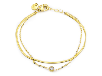 Dvojitý náramek s kamínkem GOLD - chirurgická ocel