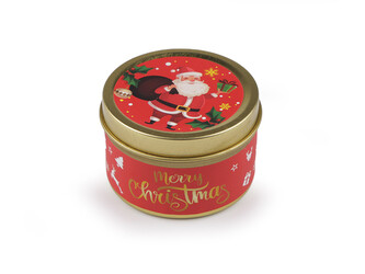 Vánoční vonná svíčka v plechovce 60 g - 1 ks - 1 krémová nejsvět. Santa