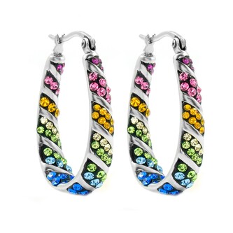 Náušnice DUHA s kamínky - chirurgická ocel