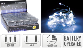 ŁAŃCUCH LED 132L BIAŁE 2M TIMER NA BATERIE