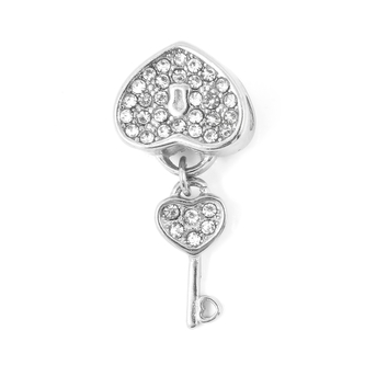 Přívěsek na náramek KLÍČ OD SRDCE s kamínky - chirurgická ocel