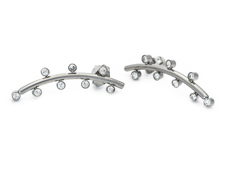 Podélné náušnice LÍSTKY s kamínky - chirurgická ocel