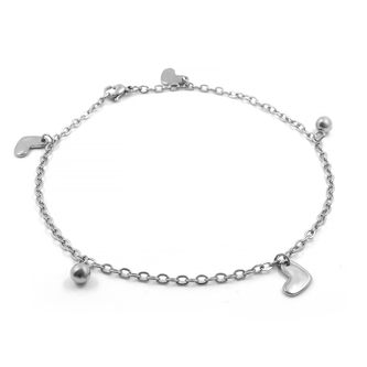 Řetízek na nohu SRDÍČKA - chirurgická ocel