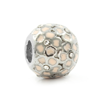 Přívěsek na náramek KYTIČKY s kamínky RŮŽOVÝ - chirurgická ocel