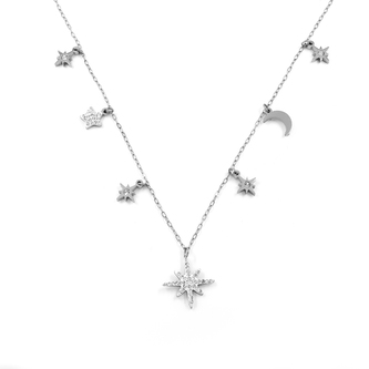 Náhrdelník HVĚZDNÁ OBLOHA s kamínky - chirurgická ocel