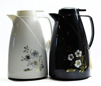 termokonvice 2,0l BÍLÁ nebo ČERNÁ s květy, (WL-R200A), plast/sklo