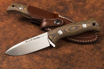 Muela Tuareg-10G odolný bushcraft nôž 10 cm, Cryo-T, hnedo-horčicová, Micarta, kožené puzdro