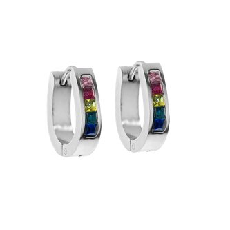 Oválné náušnice kroužky s kamínky BAREVNÉ - chirurgická ocel