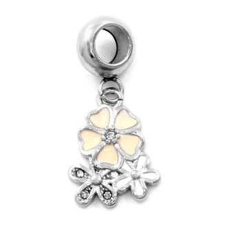 Visací přívěsek na náramek KYTIČKY s kamínky - chirurgická ocel