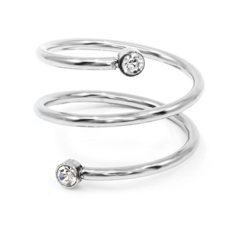 Prsten SPIRÁLA s kamínky - chirurgická ocel, velikost 8 (EU: 56,5 - 58,5)