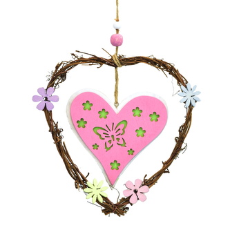 Srdíčko v proutěném srdíčku 20 cm