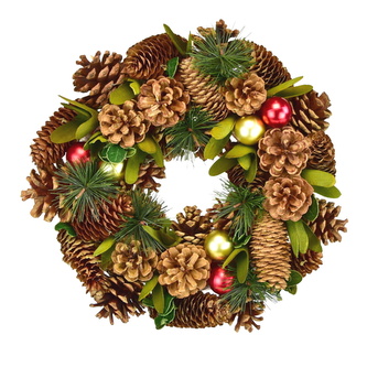 Věnec šiškový s borovicovými větvičkami Ø30 cm