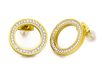 Náušnice kroužek GOLD s kamínky - chirurgická ocel