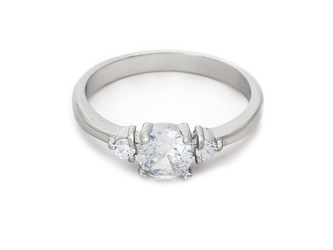 Zásnubní prsten s kamínky - chirurgická ocel, velikost 8 (EU: 56,5 - 58,5)