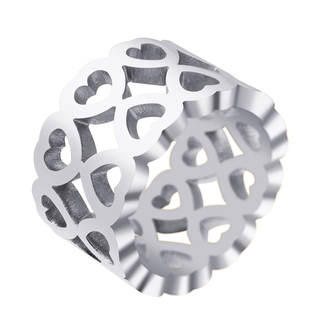 Dvojitý srdíčkový prsten - chirurgická ocel, velikost 6 (EU: 51,5 - 53,5)