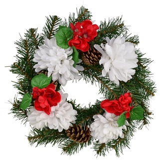 Věnec s bílými chryzantémami Ø27 cm