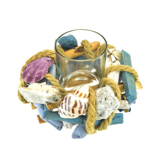 Svícen s mořskými dekoracemi 9x19 cm