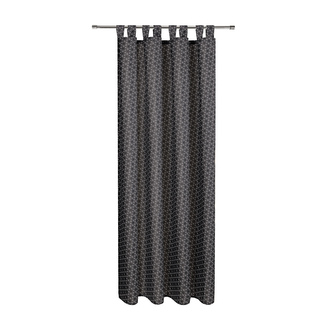 Záclona s poutky, potištěná - černá, 160 mm, 140 mm