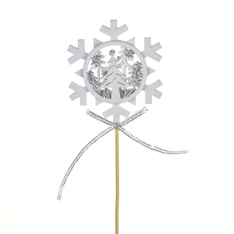 Zápich vločka se stromkem 8x7/30 cm