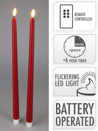 KOMPLET 2 ŚWIEC LED 38CM CZERWONY