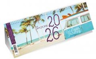 Kalendarz 2026 poziomy ze spiralką plaża