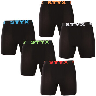 5PACK pánské boxerky Styx long sportovní guma černé (5UN9602) XXL